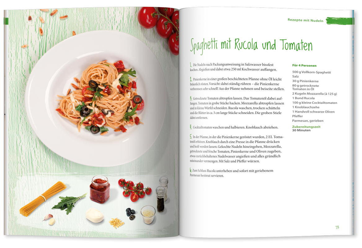 Rezept »Spaghetti mit Rucola und Tomaten«